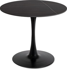 Stół Okrągły SANDER 90 cm Ceramiczny Czarny do Salonu Nowoczesny Glamour