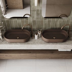 Umywalka betonowa nablatowa owalna bez otworu 60 x 32 cm FORMO | różne kolory : Kolor - Popielaty