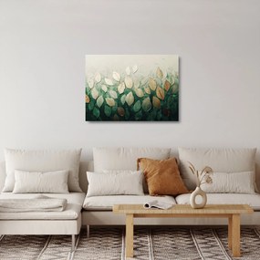 Obraz na szkle - Złoto-zielone liście (70x50 cm)