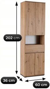 Zamykany regał słupek 60 cm dab artisan L5-A28