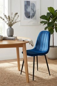 Granatowe krzesło tapicerowane metalowe do stołu L1-G34