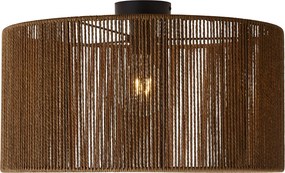 Lampa sufitowa czarna z brązowym abażurem z papierowego sznurka 50/50/25 - Combi