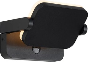 Lampa ścienna zewnętrzna czarna z wbudowanym regulowanym LED z czujnikiem ruchu - Kamile