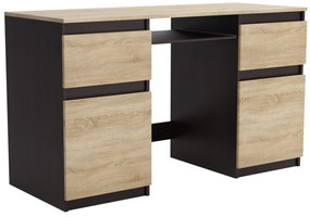 Biurko komputerowe młodzieżowe szkolne 140 cm z półką szufladami REMI2 Wenge/Dąb Sonoma