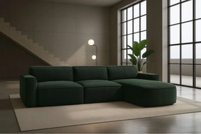 Narożnik w kształcie L zaokrąglony Cursal, tkanina Poso, Zielony, Prawy