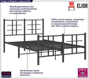 Czarne łóżko loftowe z metalu 120x200cm - Alester