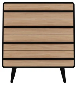 Czarna wysoka komoda w dekorze dębu 80x88 cm Chantal – Støraa