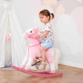 HOMCOM konik na biegunach dla dzieci konik na biegunach bujak rżący różowy
