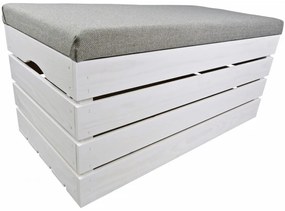 Pufa kufer skrzynia drewniana sosnowa siedzisko 80cm malowana biała