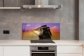 Szklany Panel Kolorowe niebo statek morze