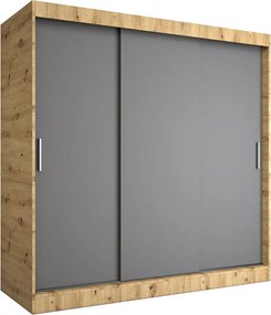Szafa przesuwna 200 cm dąb artisan + antracyt A3-G48