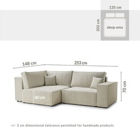 Brązowy rozkładany/ze schowkiem narożnik z tkaniny szenilowej (lewostronny/w kształcie litery L) Tonga – Maison de Rêve