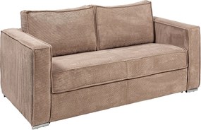 Kanapa 3-osobowa rozkładana typu express ze sztruksu taupe - Miejsce do spania 140 cm - Materac 18 cm - LORETO