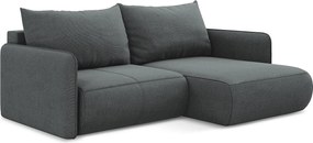 Narożnik prawostronny z funkcją spania - z tkaniny strukturalnej - szary - NANEA