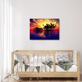 Obraz na szkle wyspy o zachodzie słońca (70x50 cm)