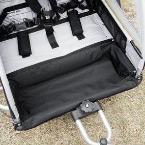 HOMCOM przyczepa rowerowa 2w1 żółta dla 2 dzieci z osłoną przeciwdeszczową i hamulcem | Aosom PL