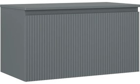 Mexen Rivel szafka łazienkowa podumywalkowa 90 cm z blatem, 1 szuflada, ryflowana , grafit mat - 91A20-09047-1-BFC66