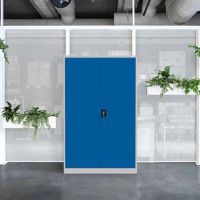 Szafa biurowa metalowa na akta szaro-niebieska JAN II, 1150 x 1850 x 400 mm