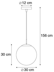 Nowoczesna lampa wisząca mosiężna z przydymionym szkłem 30 cm - Kula Nowoczesny Oswietlenie wewnetrzne