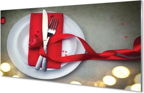 Panel szklany do Kuchni Kolacja przy Świecach w Kształcie Serca