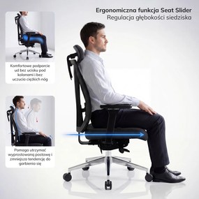 Regulowany fotel biurowy do pracy przy komputerze Vector, ciemnoszara tkanina