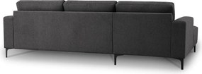 Antracytowy narożnik z tkaniny szenilowej (lewostronny/z szezlongiem) Fabian – Scandic