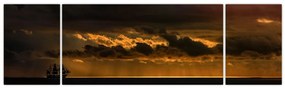 Obraz żaglówki o zachodzie słońca (170x50 cm)