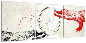 Obraz - Krokodyle (z zegarem) (90x30 cm)