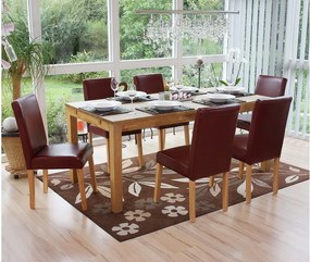 Zestaw 6 krzeseł do jadalni Littau ze sztucznej skóry,  imitacja skóry, czerwono-brązowy, jasne nogi