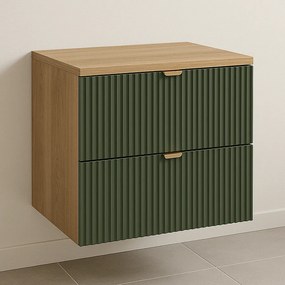 Szafka pod umywalkę WENA, ryflowane fronty, Willy, 60x60x47 cm, Szałwiowa/Orzech