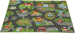 AIYAPLAY Mata do zabawy dla dzieci, mata 200x150x0,5 cm, antypoślizgowa mata z motywem miasta do pokoju dziecięcego | Aosom PL