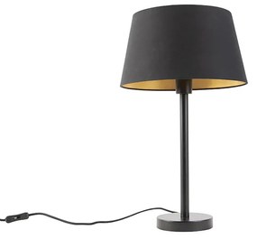 Lampa stołowa czarna klosz czarno-złoty 32cm - Simplo klasyczny/Antyczny Oswietlenie wewnetrzne