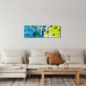 Obraz pawia (z zegarem) (90x30 cm)
