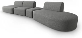 Szara sofa z tkaniny szenilowej prawostronna 428 cm Paolo – Milo Casa