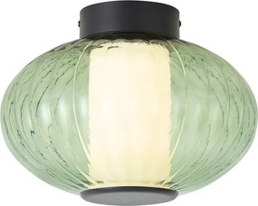 Designerska lampa sufitowa czarna 28 cm z zielonym szkłem, zintegrowany LED, 3-stopniowo ściemnialna - Margherite