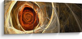 Obraz - Abstrakcyjne róże w ognistych kolorach (z zegarem) (90x30 cm)