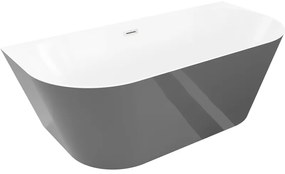 Mexen Oval+ wanna wolnostojąca przyścienna 170 x 80 cm, biała/szara, przelew nikiel szczotkowany - 52681708062-97