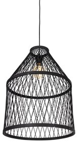 Zewnetrzna Inteligentna lampa wisząca zewnętrzna czarna rattanowa 3-światłowa z LED - Calamus Rustykalny / Vintage Oswietlenie zewnetrzne