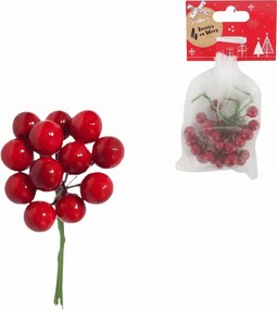 Świąteczna dekoracja na druciku BERRIES 9 cm, czerwona