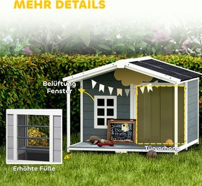 PawHut Buda dla psa wodoodporna z drewna, podwyższona podstawa, dach bitumiczny, taras, dla średnich psów 103x107x83,5 cm, szara | Aosom PL