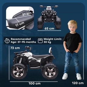HOMCOM Elektryczny quad dla dzieci, prędkość 3-8 km/h, czas jazdy 45 min, reflektor LED, odtwarzacz muzyczny USB, dla dzieci 3-5 lat | Aosom PL
