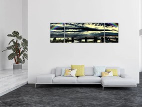 Obraz tęczy nad morzem (170x50 cm)