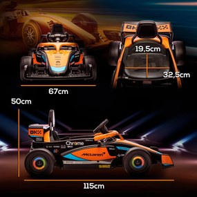 AIYAPLAY Elektryczne Auto Dziecięce, Formula 1 McLaren z Pilotem, Muzyką, dla Dzieci 3-5 Lat, Pomarańczowy