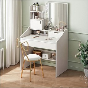 Toaletka kosmetyczna z lustrem do makijażu biała duża styl skandynawski