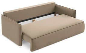 Jasnobrązowa aksamitna rozkładana/ze schowkiem sofa 225 cm Hula – Makamii