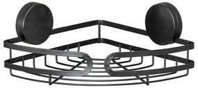 Czarna narożna półka łazienkowa Wenko Static-Loc® Pavia, szer. 27 cm