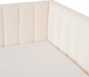 Łóżko Tapicerowane 90x200 cm VILLEMO Podwójne ze Stelażem Rozkładane Młodzieżowe Kremowe Boucle