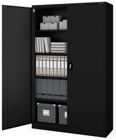 Szafa biurowa metalowa na dokumenty czarna JAN II, 1150 x 1850 x 400 mm