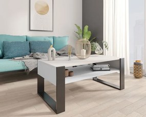 Nowoczesna prostokątna ława Bracio 3X - biały + czarny