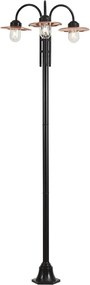 Nowoczesna lampa zewnętrzna czarna z miedzią 235 cm 3-źródła światła IP44 - Kansas